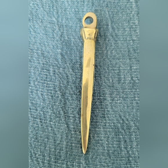 BRASS AND SHELL Inlay 3" Pendant - Picture 4 of 7